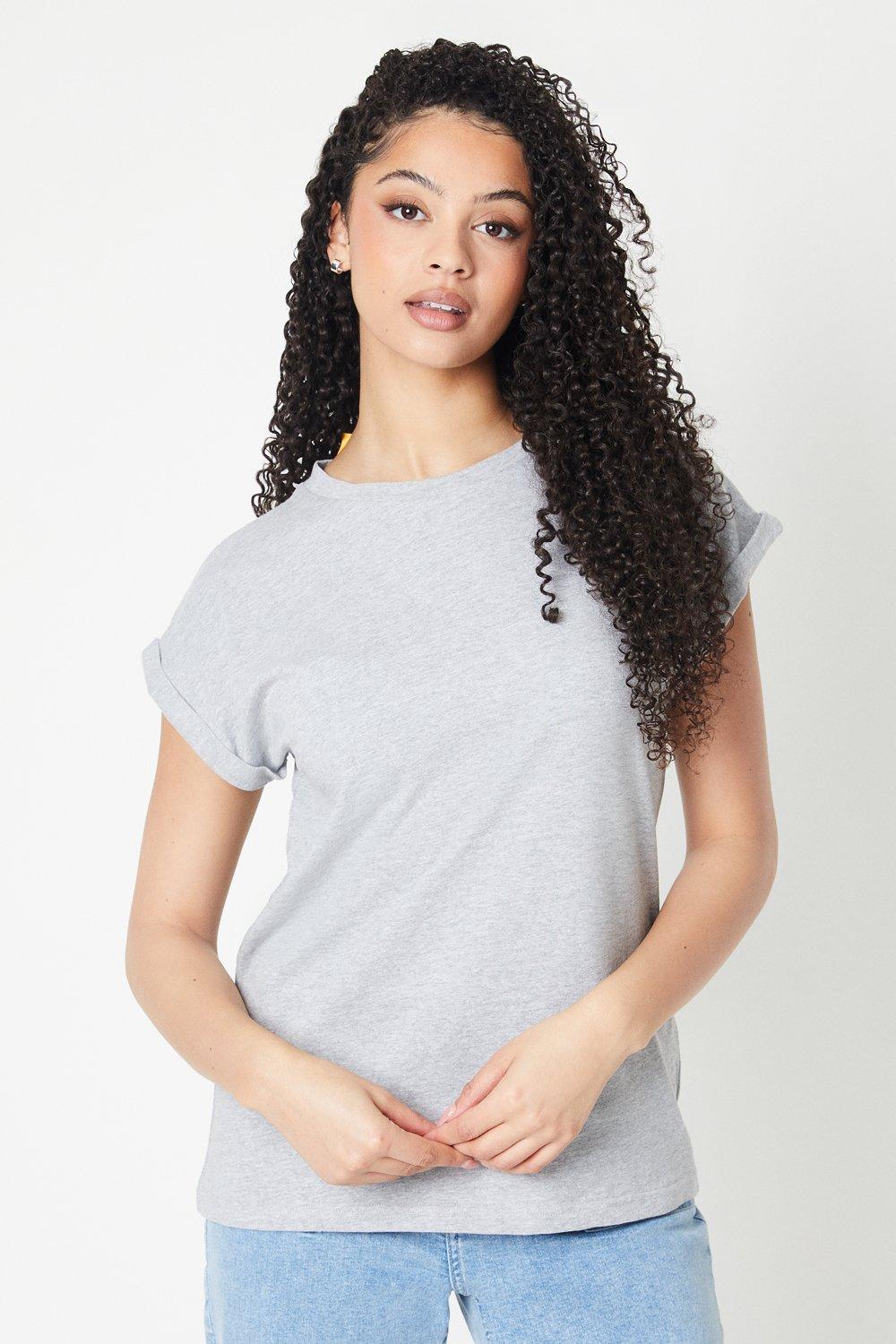 Womens Tall Cotton Roll Sleeve T-shirt
